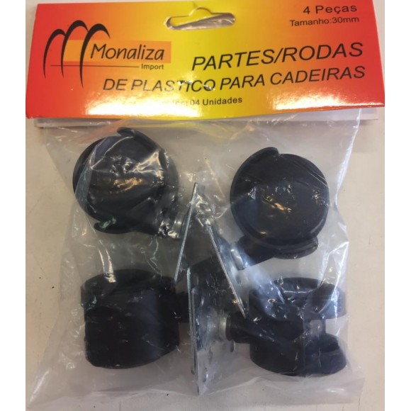 RODAS 4PCS PLASTICO PARA CADEIRA TAM. 30MM  MONALIZA